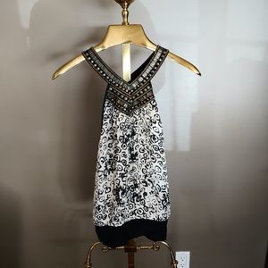 bebe Black and White Tank Top